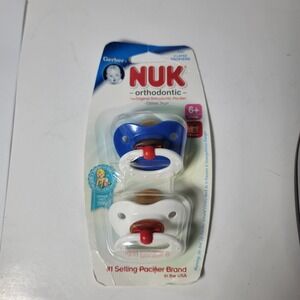 2007 Gerber NUK Orthodontic Latex Pacifiers Blue White Size‎ 6m+ NOS NEW